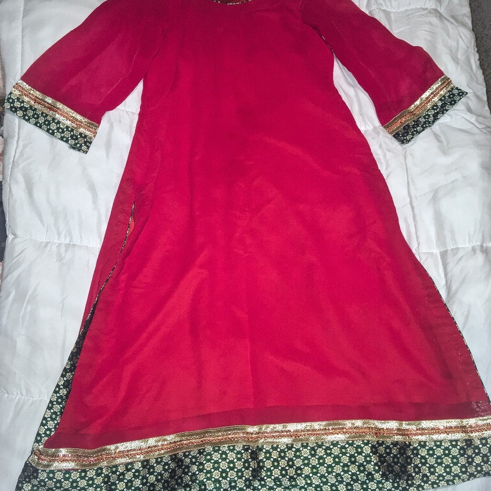 Vintage Red Indian Dress (Brand: Shalimar)